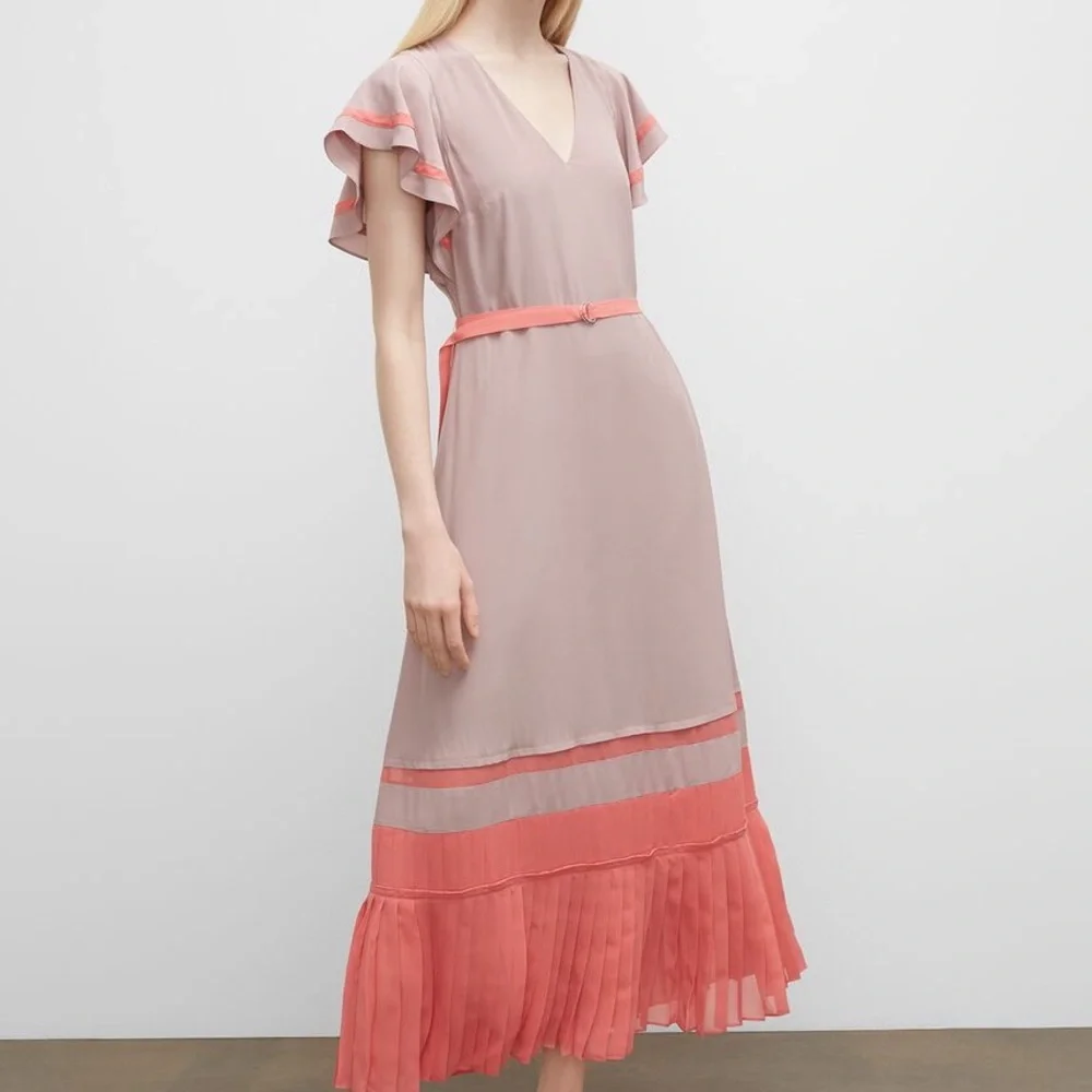 ❤️❤️❤️Club Monaco Colorblock Pleated Maxi Dress size 10❤️❤️❤️ - Picture 1 of 8